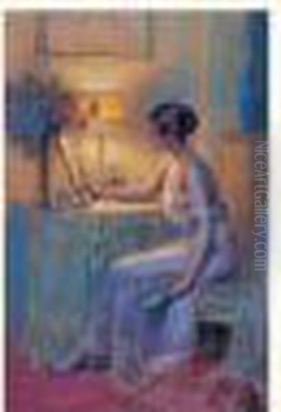 Jeune Femme Au Miroir Oil Painting by Delphin Enjolras