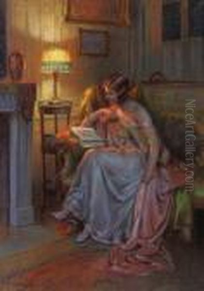 Jeune Femme Dans Son Intrieur Oil Painting by Delphin Enjolras