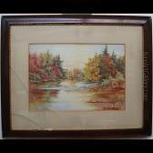 Fall Lake Scene Oil Painting by John Joseph Enneking