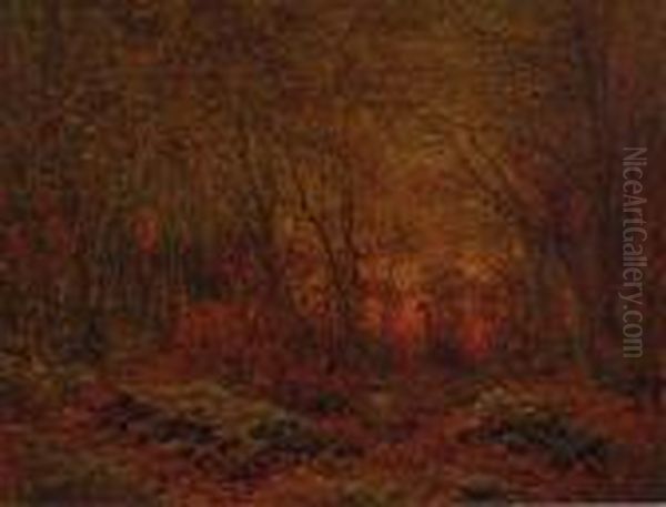 Woodland Sunset Oil Painting by John Joseph Enneking