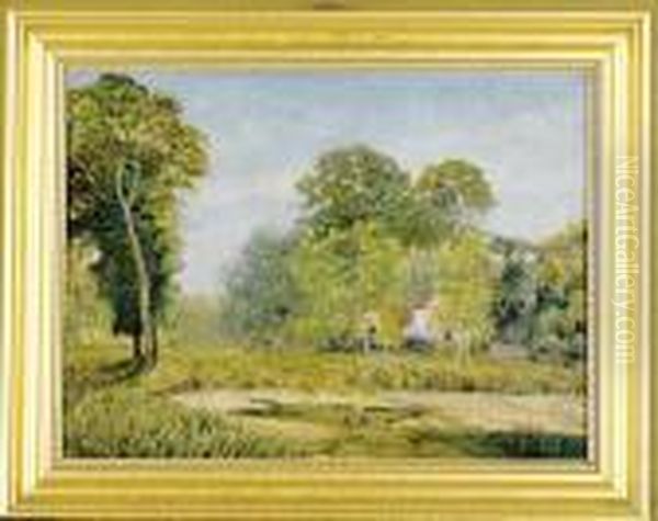 Summer Landscape With Houses Oil Painting by John Joseph Enneking