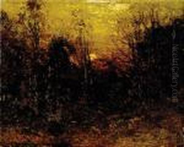 Woodland Sunset Oil Painting by John Joseph Enneking