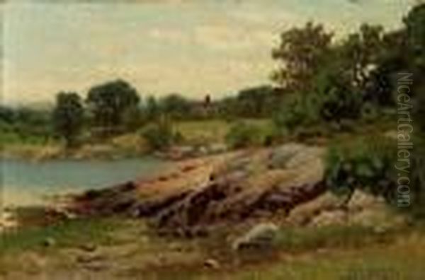 Summer Lake Shore Oil Painting by John Joseph Enneking