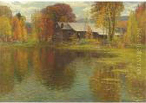 Old Mill, North Sutton, New Hampshire Oil Painting by John Joseph Enneking