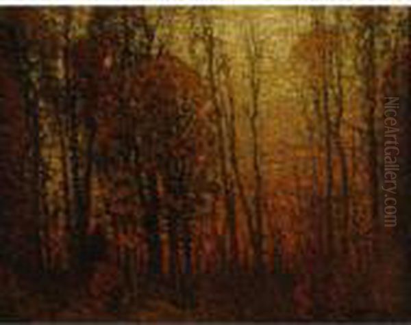 Twilight-autumnal Landscape Oil Painting by John Joseph Enneking