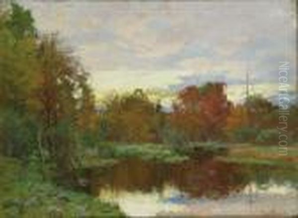 Autumn Landscape Oil Painting by John Joseph Enneking