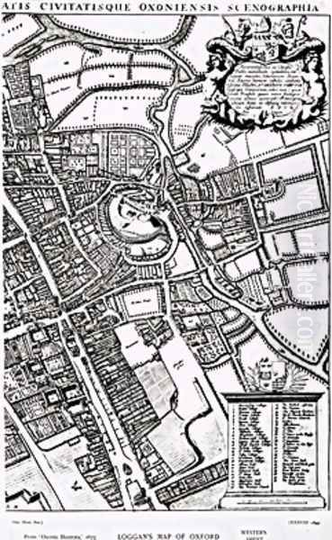 Loggans map of Oxford Western Sheet Oil Painting by David Loggan