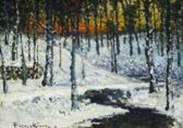 Winter Stream Oil Painting by John Joseph Enneking