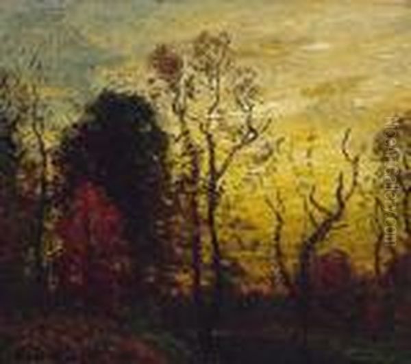 ''sunset, Late Autumn'' Oil Painting by John Joseph Enneking