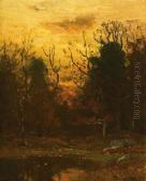 Sunset Oil Painting by John Joseph Enneking