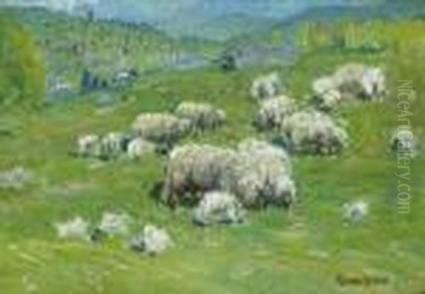 ''sheep Grazing'' Oil Painting by John Joseph Enneking