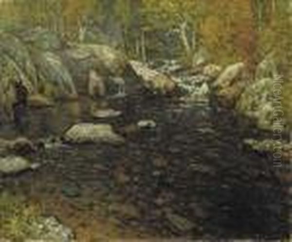 Woodland Pool Oil Painting by John Joseph Enneking