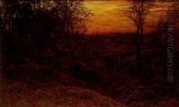 Landscape At Sunset Oil Painting by John Joseph Enneking