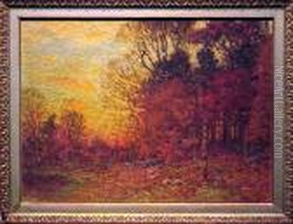 New England Autumn Landscape Oil Painting by John Joseph Enneking