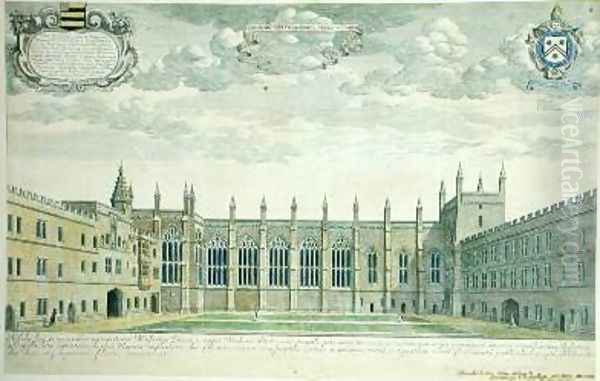 Collegium Novum elevated view of New College Front Quad from the south 1675 Oil Painting by David Loggan