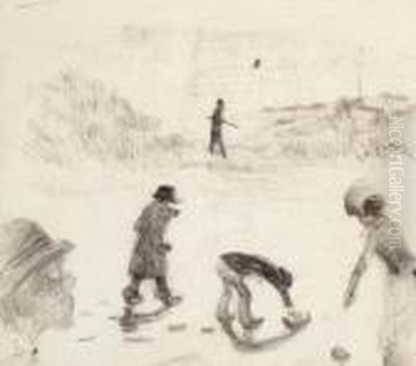 Figures On A Beach Oil Painting by James Ensor