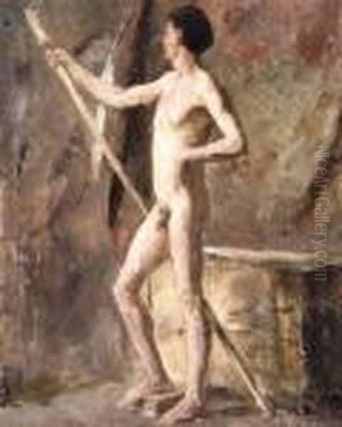 Modele: Homme Au Baton Oil Painting by James Ensor