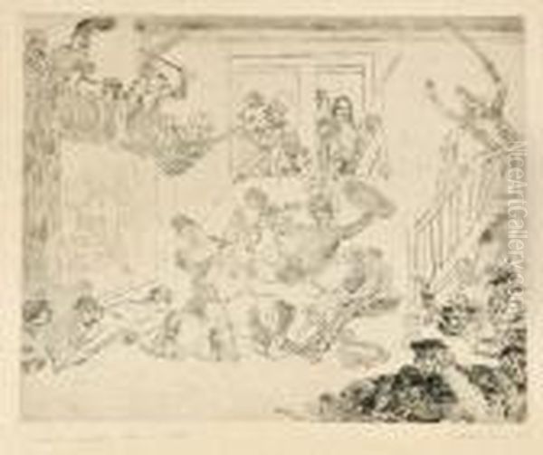 Le Combat Des Pouilleux Desir Et Rissole Oil Painting by James Ensor