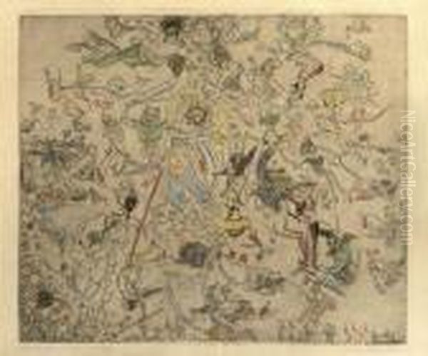 Diables Rossant Anges Et Archanges Oil Painting by James Ensor