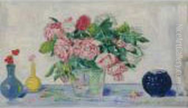 Roses, Tanagra Et Vases Oil Painting by James Ensor