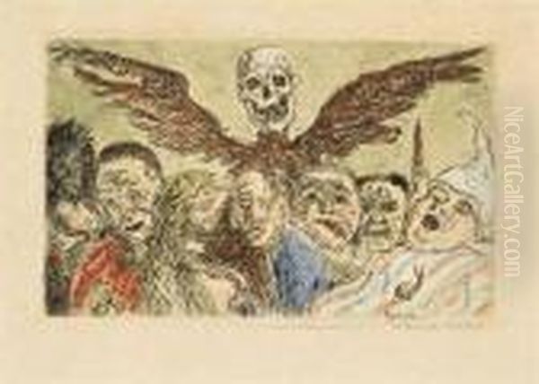 Les Peches Capitaux Domines Par La Mort Oil Painting by James Ensor