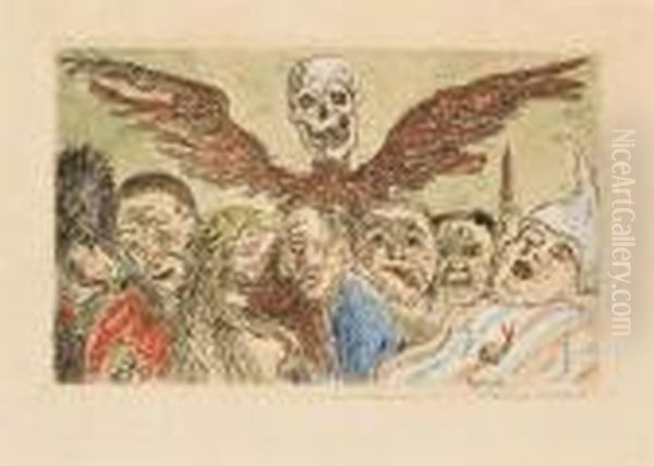 Les Peches Capitaux Domines Par La Mort Oil Painting by James Ensor