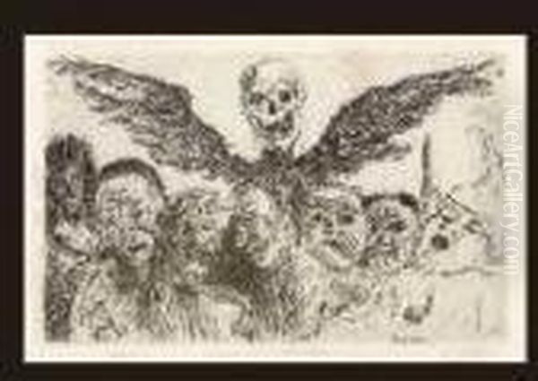 7 Crimes Ruled By Death Oil Painting by James Ensor