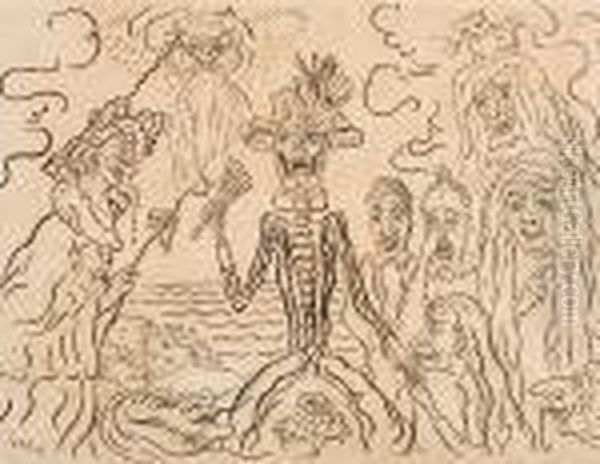 La Mort Coquette Oil Painting by James Ensor