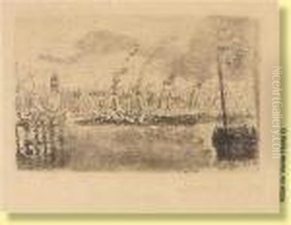 Bateaux A Vapeur Oil Painting by James Ensor