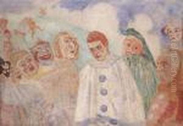 Le Desespoir De Pierrot Oil Painting by James Ensor