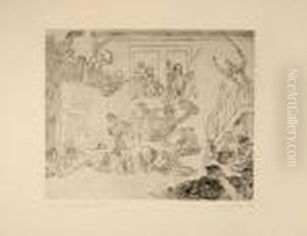 Le Combat Des Pouilleux Desir Et Rissole Oil Painting by James Ensor