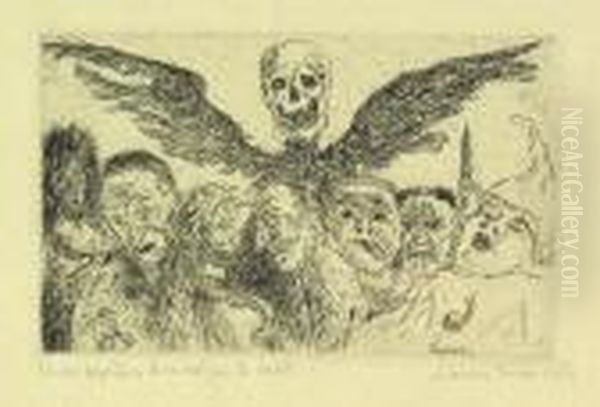 Les Peches Capitaux Domines Par La Mort Oil Painting by James Ensor