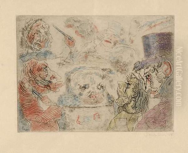 Musiciens Fantastiques (1888) Oil Painting by James Ensor