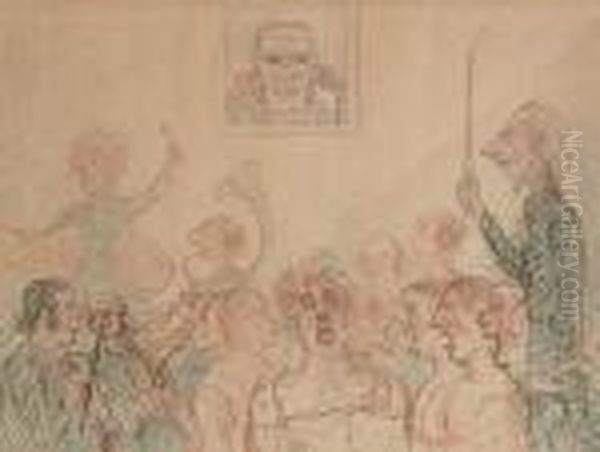 Bourgeois Indignes Sifflant Wagner Oil Painting by James Ensor