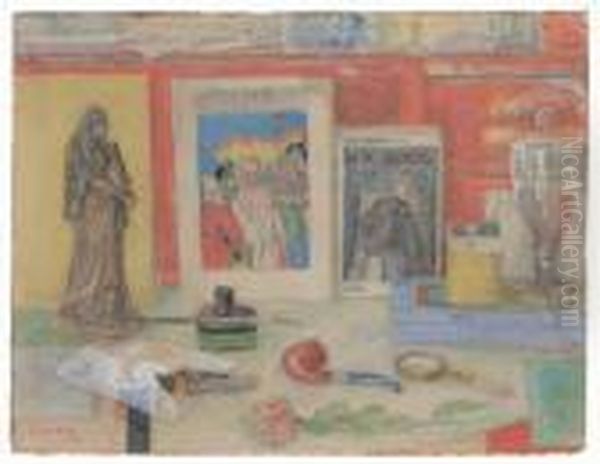 Nature Morte Avec La Couverture Du Livre Mr. De Phocas Oil Painting by James Ensor