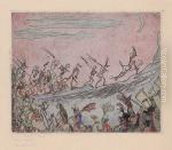 Cortege Infernal. - Diables Se Rendant Au Sabbat Oil Painting by James Ensor