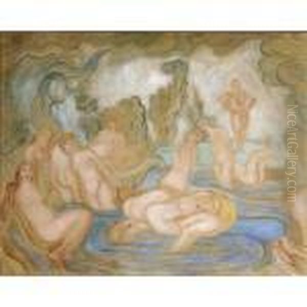 Baigneuses (lignes Courbes Et Ondulees) Oil Painting by James Ensor