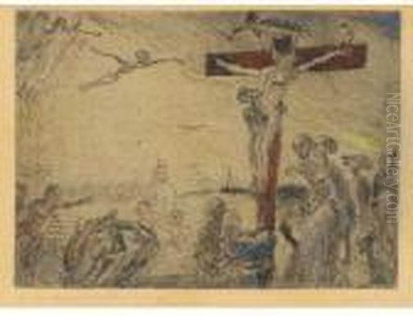 Le Christ Tourmente Par Les Demons Oil Painting by James Ensor