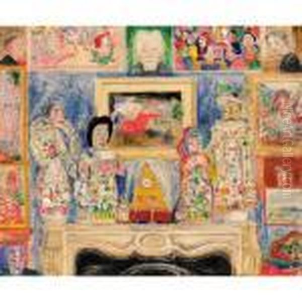 Interieur Aux Trois Portraits Oil Painting by James Ensor