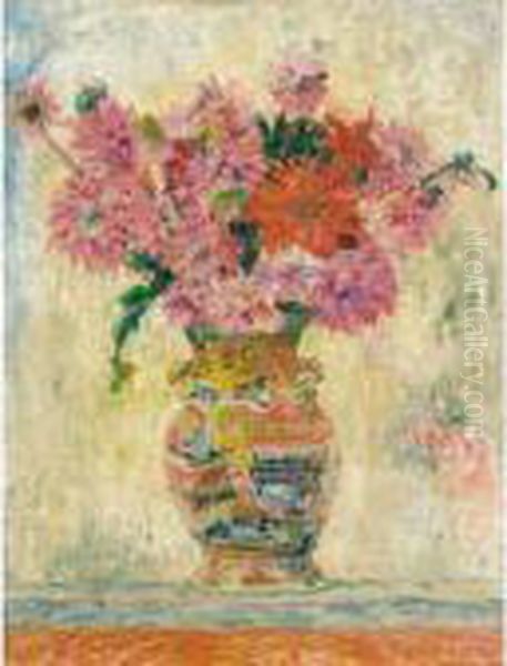 Dahlias Oil Painting by James Ensor