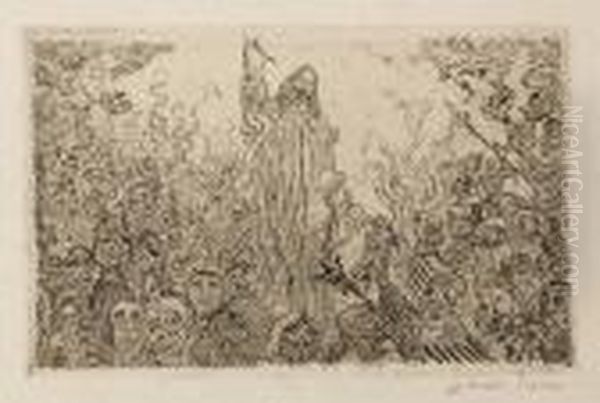 Christ Descendant Aux Enfers (delteil 103) Oil Painting by James Ensor