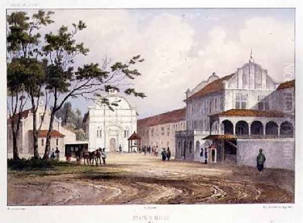 States House at Malacca Oil Painting by Lauvergne, Barthelemy