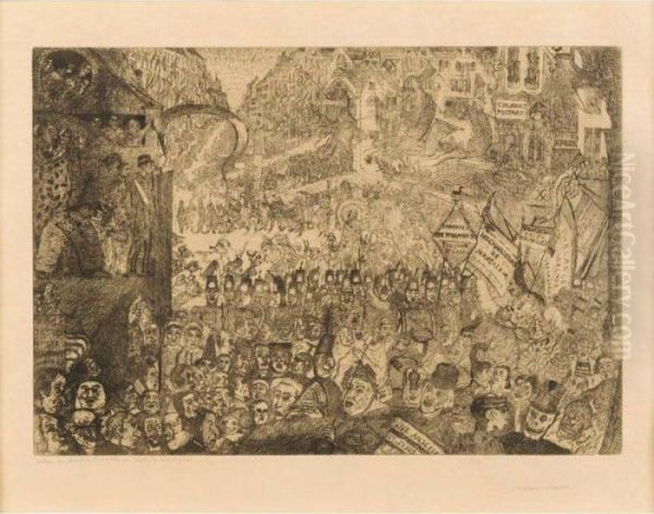 The Entry Of Christ Into Brussels (t. 114) Oil Painting by James Ensor