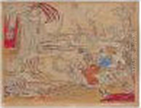 La Blague De L'elephant (e. 51) Oil Painting by James Ensor