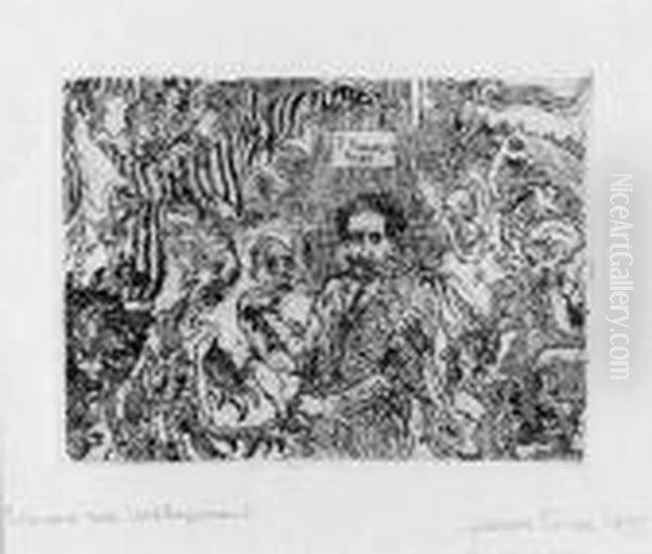 Demons Teasing Me Oil Painting by James Ensor