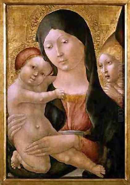 Madonna and Child with an Angel Oil Painting by da Verona Liberale (Bonfanti)