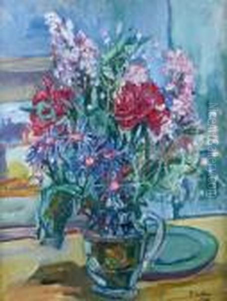 Vase De Fleurs Oil Painting by Henri Epstein