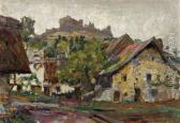 Village Oil Painting by Henri Epstein