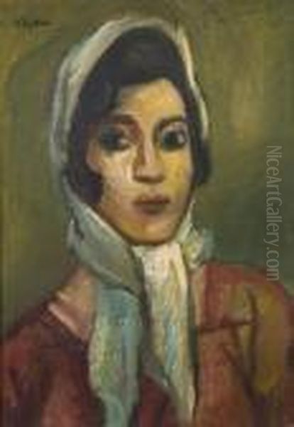 Portrait De Femme Au Foulard Oil Painting by Henri Epstein