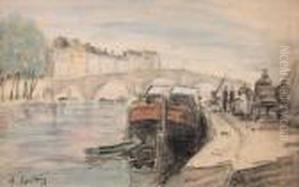 Peniche A Quai Oil Painting by Henri Epstein